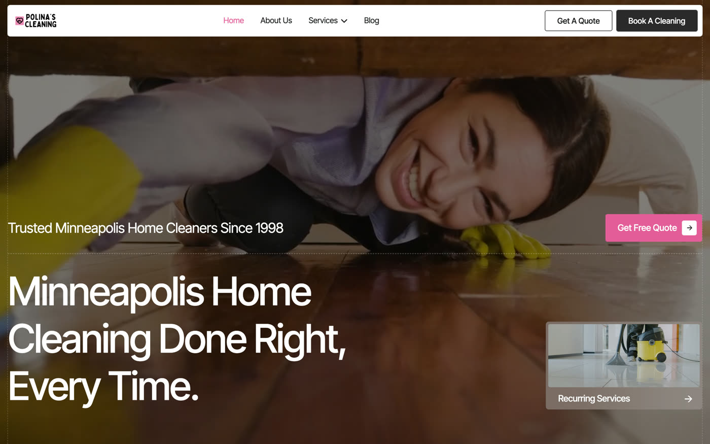 The Polina’s Cleaning home page