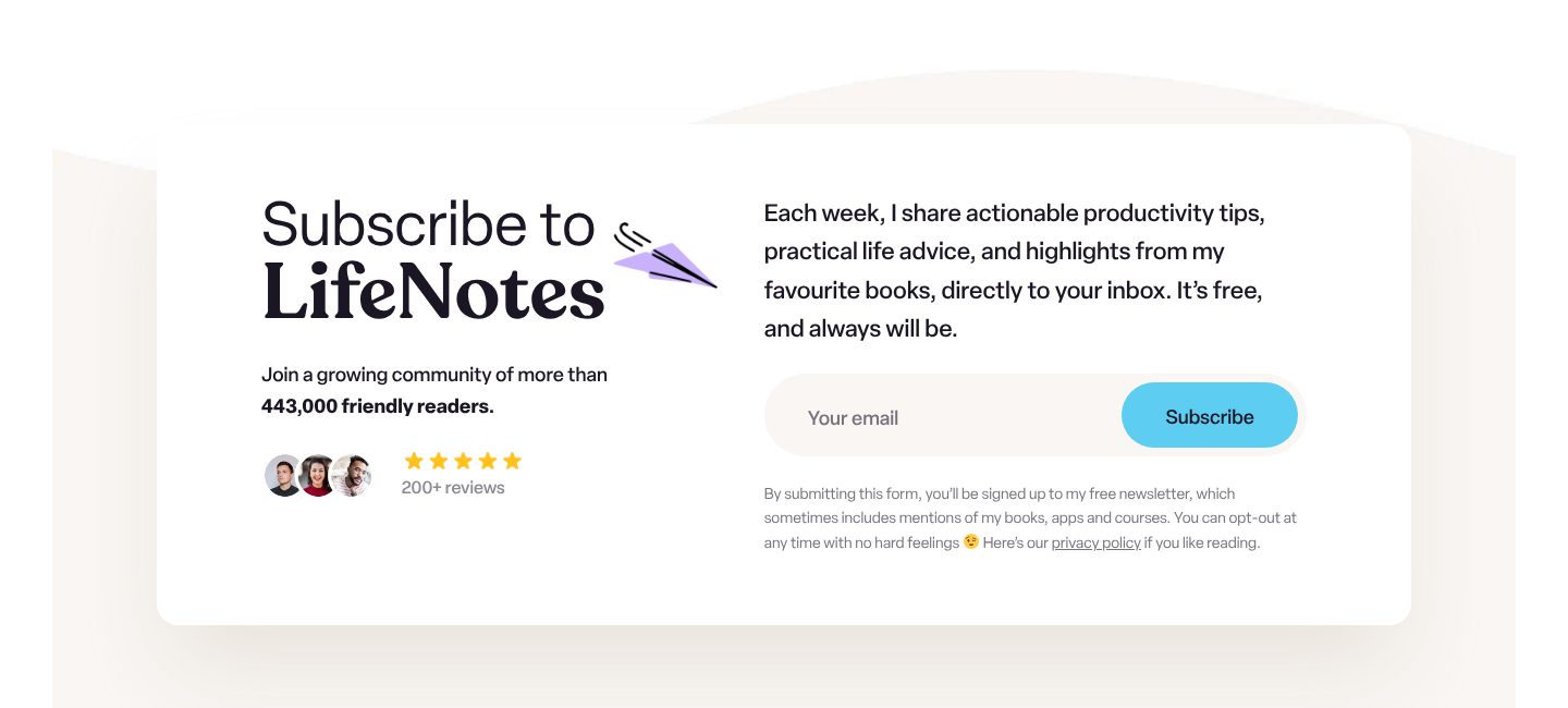 A newsletter you own, on the Ali Abdaal website