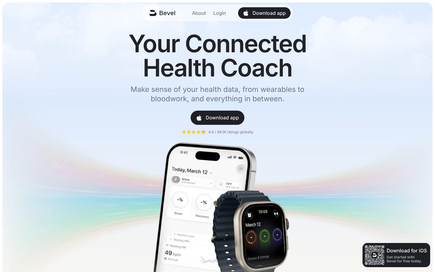 From any screen to the phone, on the Bevel website
