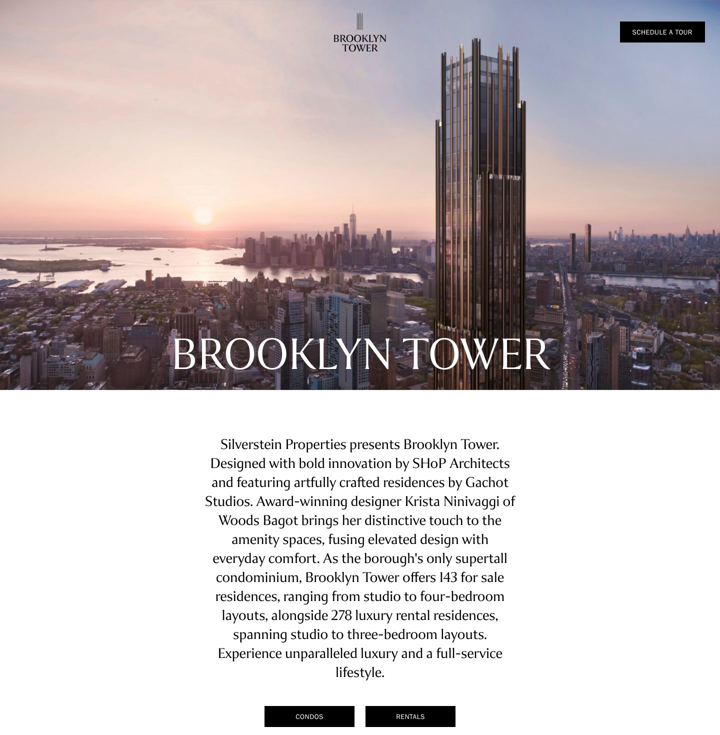 The building, the place, and what is for sale, on the Brooklyn Tower website