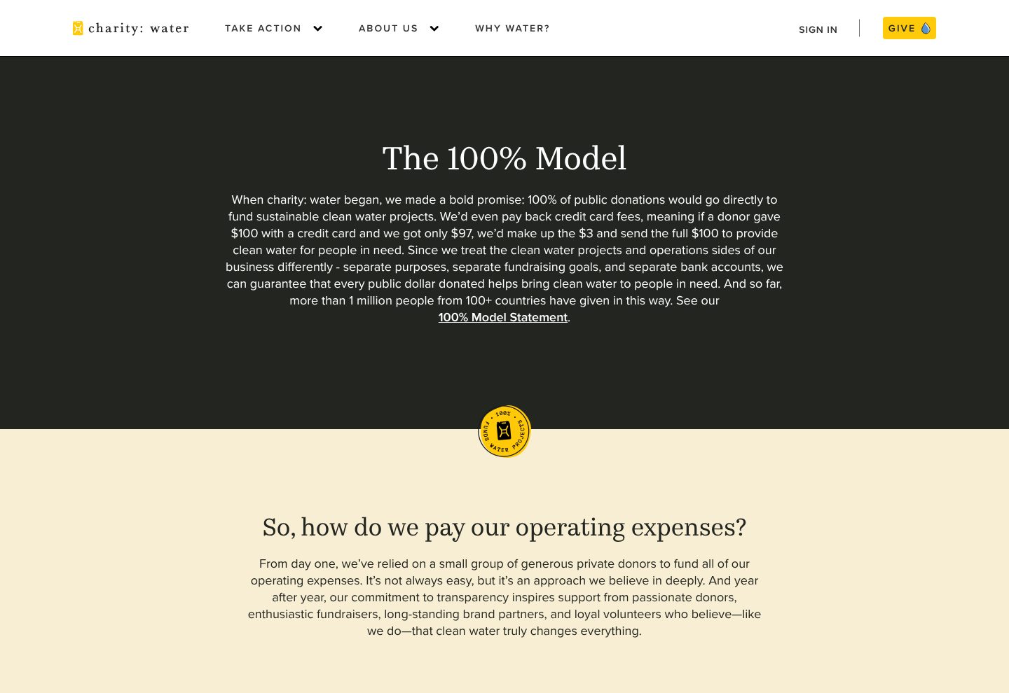 Where the money goes, on the charity: water website