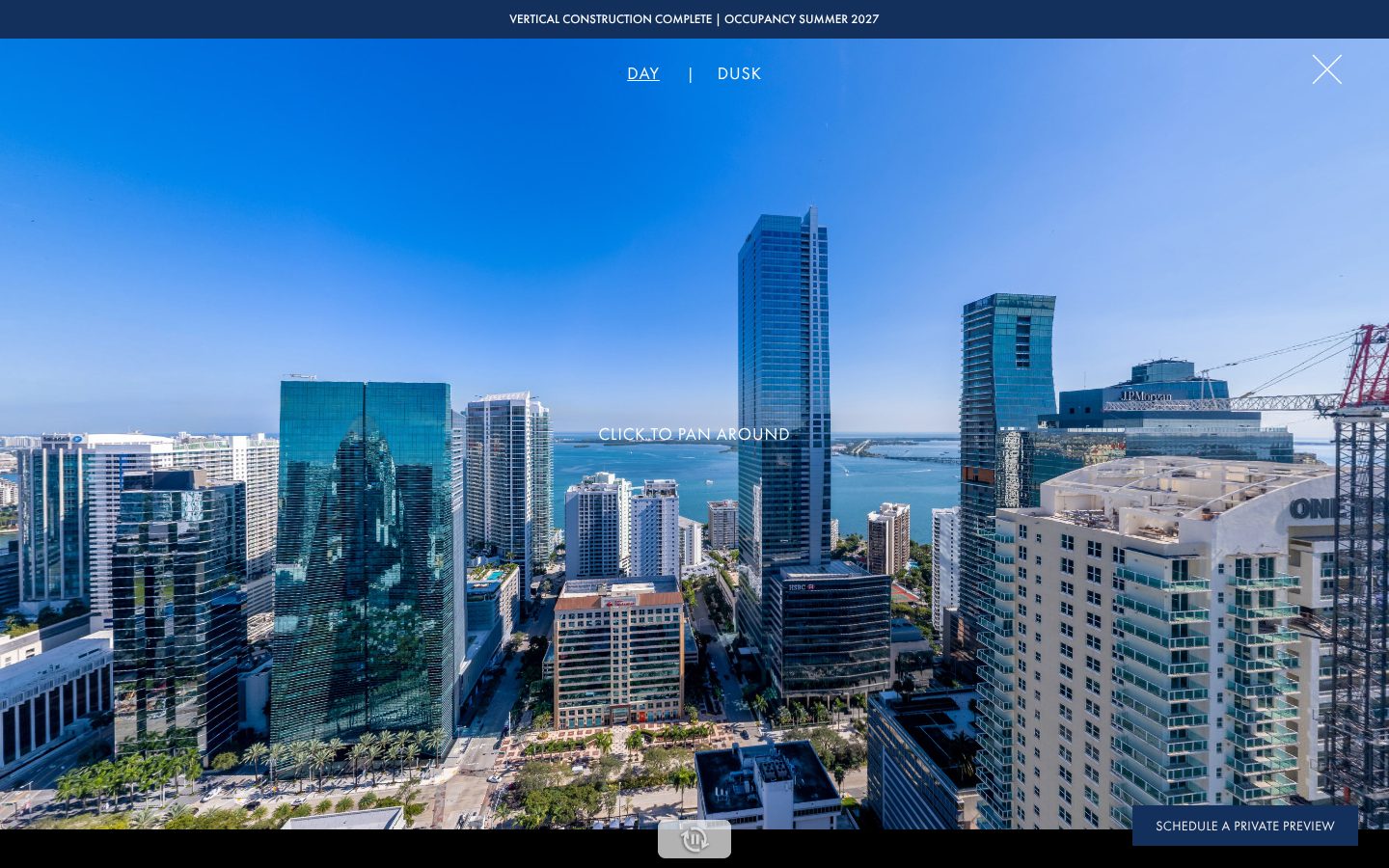 The view, before it is built, on the Cipriani Residences Miami website