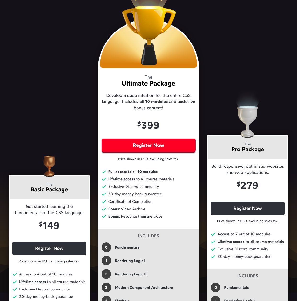 The price, and the guarantee, on the CSS for JavaScript Developers, Josh Comeau website