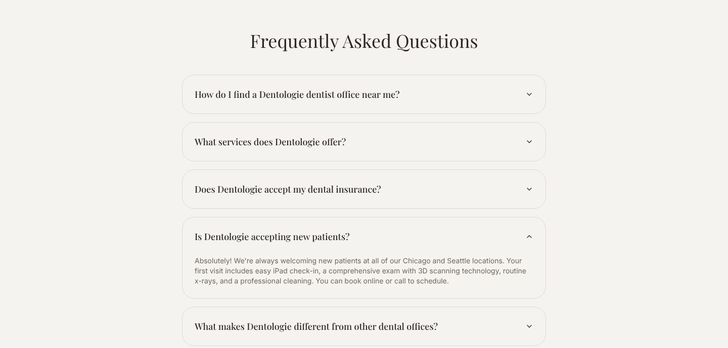 Answers before the first booking, on the Dentologie website