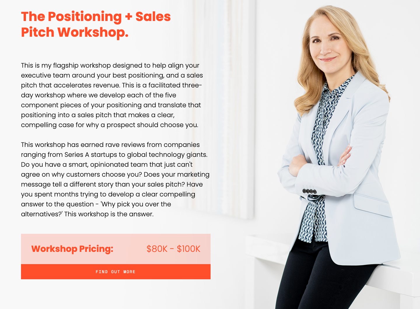 An offer with a price, on the April Dunford website