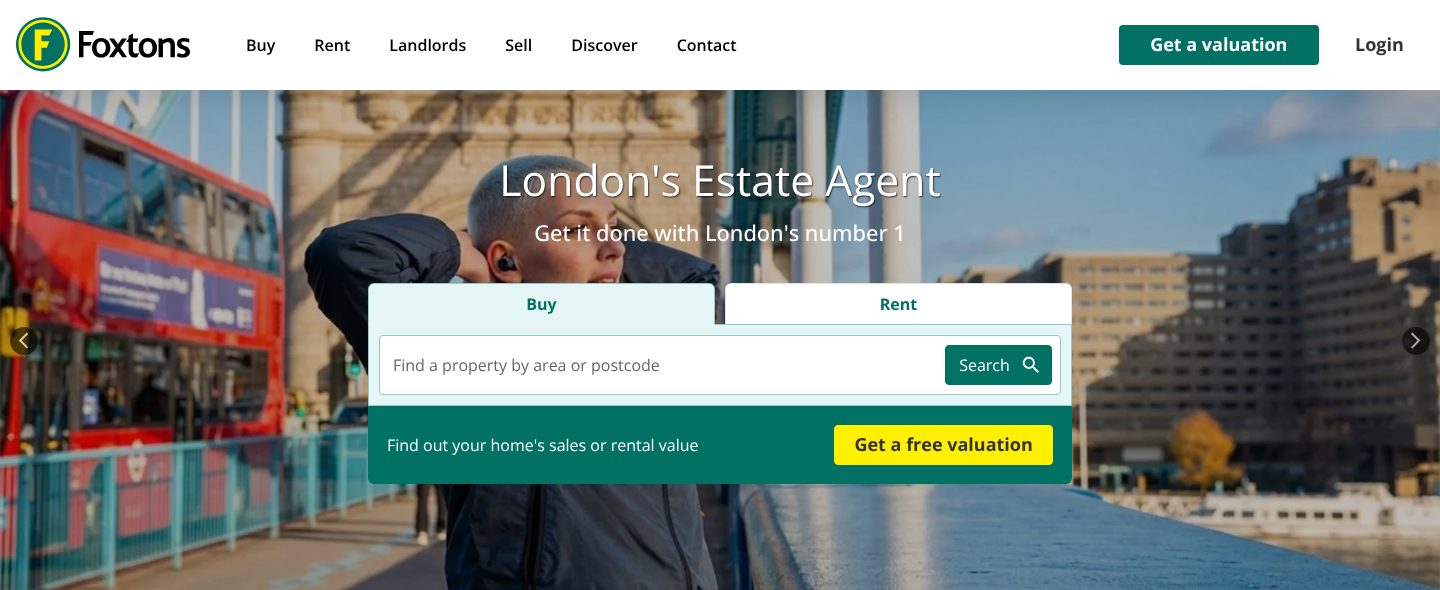 Your area, and two ways in, on the Foxtons website